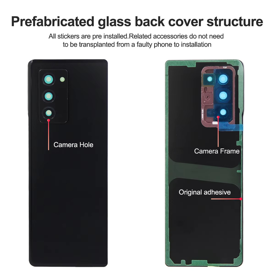 Samsung Z Fold 2 5G F916 Ersatzgehäuse mit Kameraobjektiv in Schwarz - Bild 2