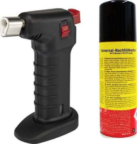 TOOLCRAFT FT-300 Gasbrenner mit Gasflasche und Piezozünder, Schwarz, bis 1300°C - Bild 1