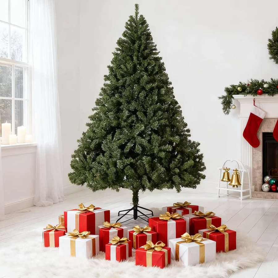 HiMISS Künstlicher Weihnachtsbaum mit Metallbasis aus PVC, Höhe: 182,88 cm - Bild 5