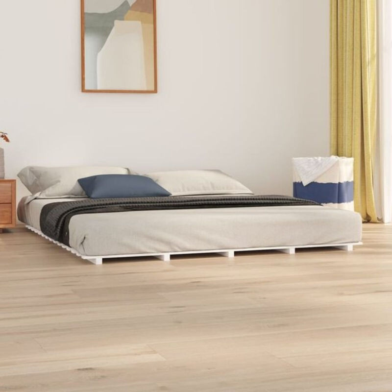 Massivholzbett Vidaxl aus Kiefer in Weiß im Landhausstil, B/T: 180 x 200 cm - Bild 1