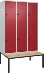 C+P Doppelstock-Spind Classic PLUS Sitzbank mit 3 Abteilen und Buche-Hartholz Sitzfläche, B/T/H: 212 x 120 x 81,5 cm - Bild 1