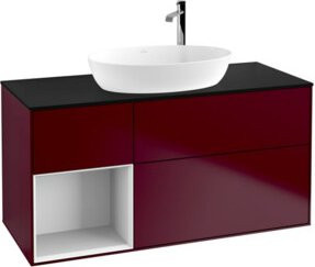 V&B Waschtischunterschrank Finion mit Wandbeleuchtung, Breite: 120 cm, Tiefe: 50,1 cm, Höhe: 50,1 cm, schwarz und weiß lackiert - Bild 1