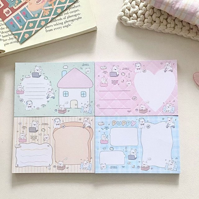 Niedliche Milchhund Haftnotizen Kawaii Memo-Pad mit Cartoon-Design in Mehrfarbig - Bild 1