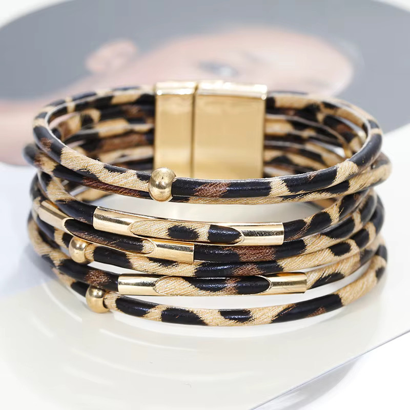 ALLYES Lederarmband, Leopard, Gold, Damen Herren - Bild 5