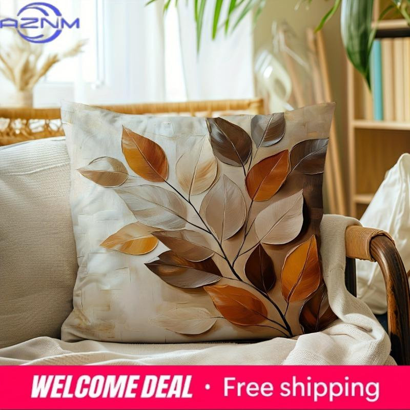 Vikama Kissenbezug mit nordischem Blatt-Design in 3D-Druck, weich und bequem für dein Schlafzimmer oder den Nachttisch, B/B/H: 18 x 18 x 0 cm - Bild 2