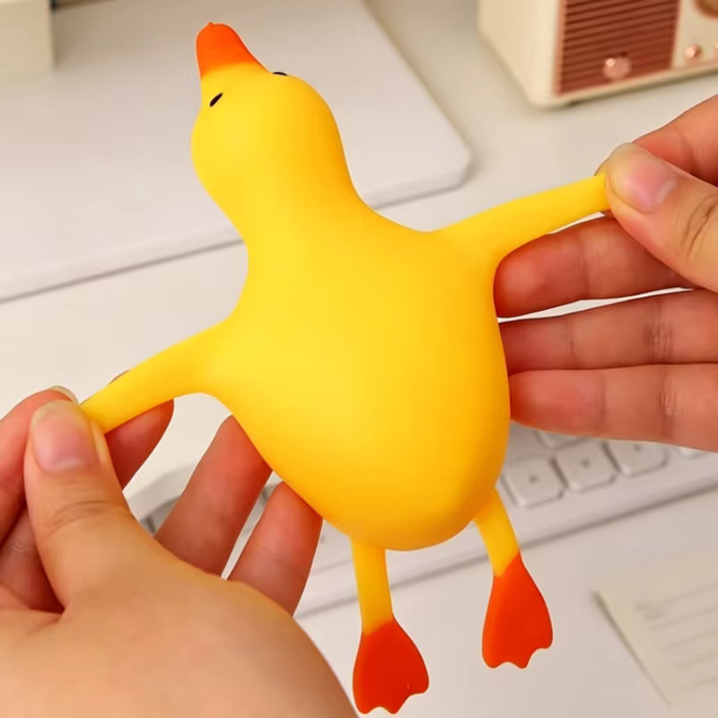 Bandai Squishy Antistress Ente Gans Fidget-Spielzeug in Gelb - Bild 2