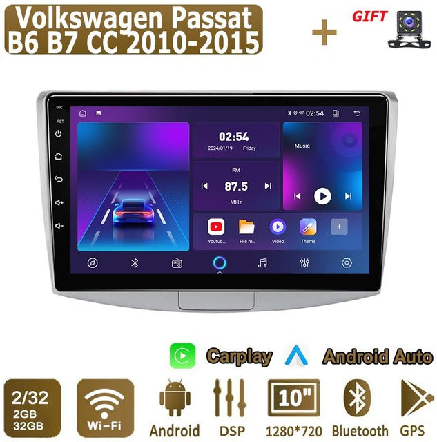 icreative Android Carplay Autoradio für Volkswagen Passat B6 B7 CC 2010-2015 mit GPS Navigation, Bluetooth und WIFI, 9 Zoll Display, Schwarz, 2GB RAM + 32GB Speicher - Bild 1