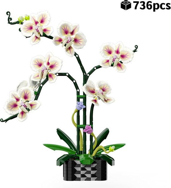FUNXINEE Orchideen-Bouquet Phalaenopsis-Blumen, Baustein-Set, 736 Teile - Bild 1