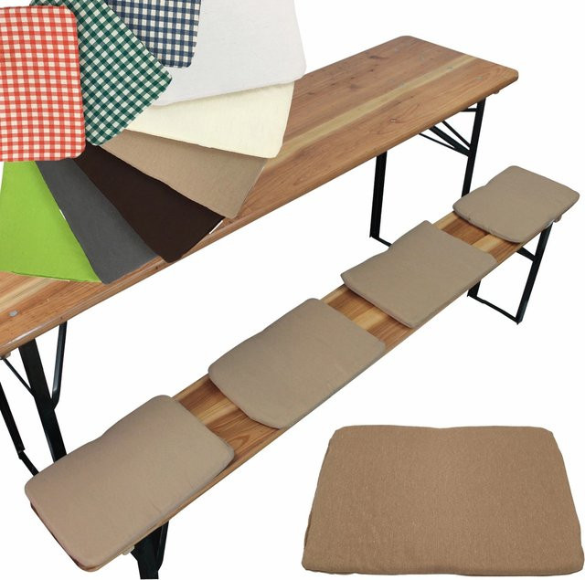 NYVI Bierbank Sitzkissen 4er Set Beige B/T: 36 x 25 cm mit Klettband Befestigung - Bild 1