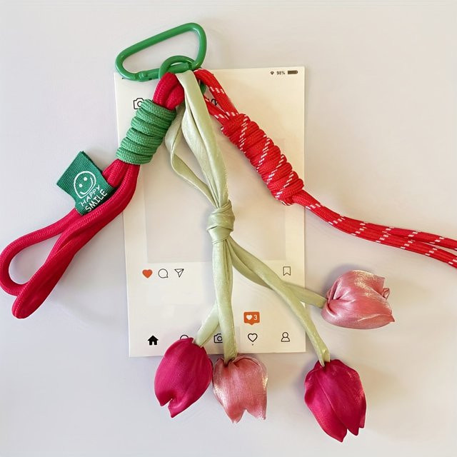 Yogodlns Taschenanhänger Tulpen-Blumen, Nylon-Lanyard, Unisex - Bild 1