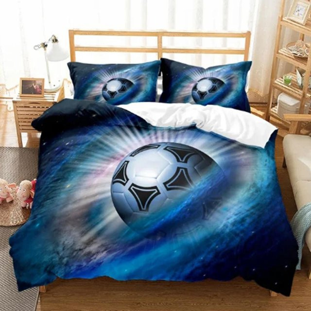 Binchi Fitness Fußball Bettwäsche Set mit Bettbezug und Kissenbezug, Bunt, B/B: 200 x 200 cm - Bild 1