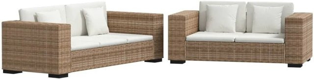 vidaXL Sofa-Set aus echtem Rattan mit 2-Sitzer und 3-Sitzer in Cremeweiß und Beige inklusive Polstern - Bild 1