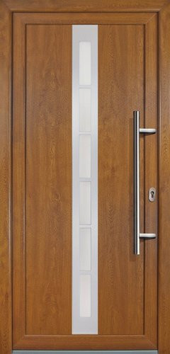 Meeth Kunststoff-Haustür Signum Exklusiv in Golden Oak mit satiniertem Glaseinsatz, Farbe: Gold/Braun, B/H: 108 x 200 cm - Bild 1