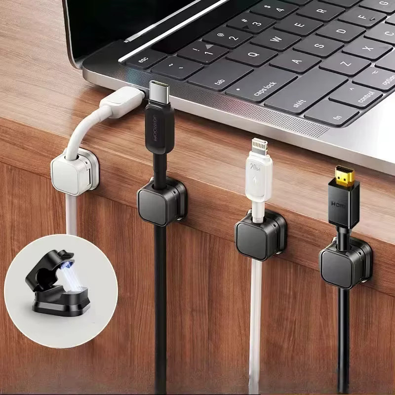 6 Stück magnetische Kabelklemmen in Schwarz, verstellbare Kabelhalter für dein Kabelmanagement unter dem Schreibtisch - Bild 4