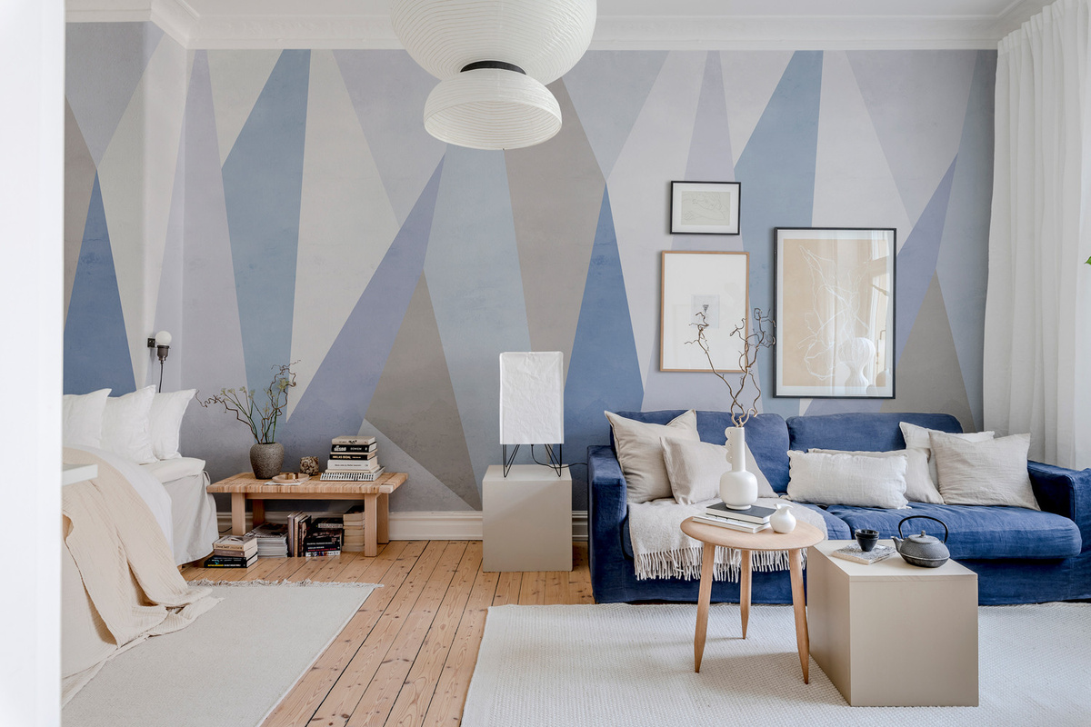 Rebel Walls Mural Crystal Wandtattoo in Lila und Blau mit abstraktem geometrischem Design - Bild 1
