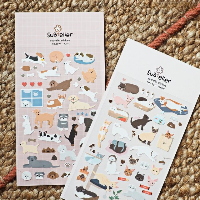 Suatelier Cartoon Welpen und Katzen Meow Aufkleber für Scrapbooking und DIY Journaling, Mehrfarbig - Bild 1
