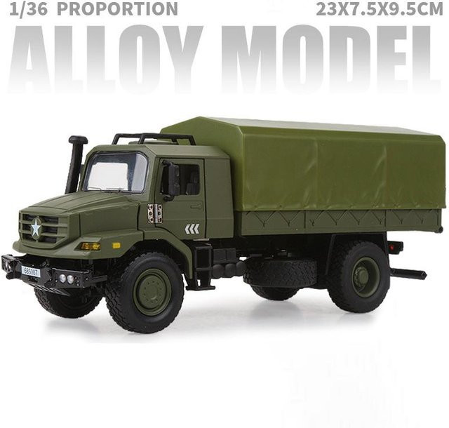 Militär-LKW-Transporter-Fahrzeug, Legierungsmetall Druckgussmodellauto, 1:36, Grün, ab 14 Jahren - Bild 1