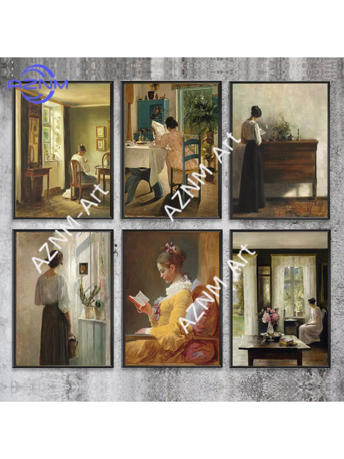 KAYOU Vintage Wandkunst Leinwand Poster Frau beim Lesen Antikes Ölgemälde Portrait in Mehrfarben - Bild 2