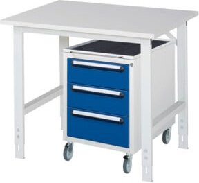 Rau Arbeitstisch Tom KM09 höhenverstellbar, B/T/H: 100 x 80 x 76-108 cm, Grau/Weiß - Bild 1