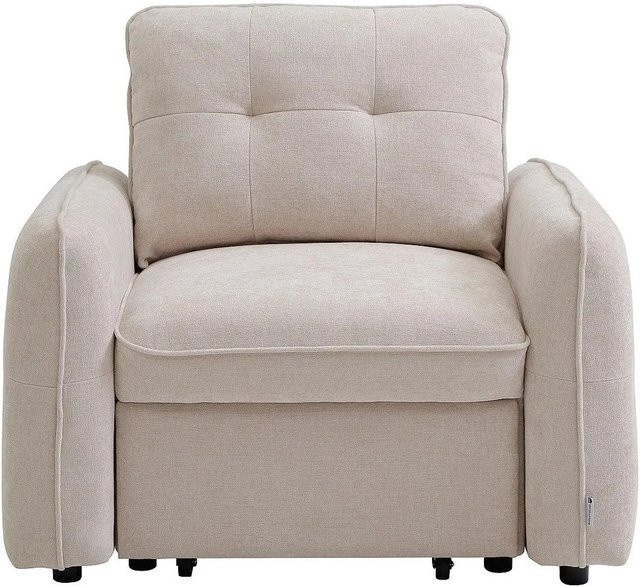 Vente-unique Schlafsessel Pobava Beige mit Schlaffunktion und Armlehnen Breite: 104 cm, Höhe: 90 cm, Tiefe: 97 cm - Bild 1
