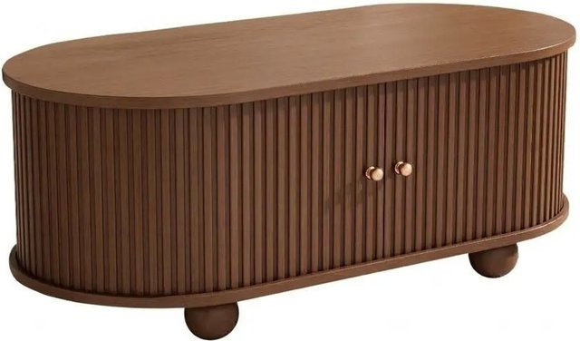 Merax Couchtisch mit Schiebetüren in Walnussoptik, Braun, B/T/H: 100 x 50 x 40 cm - Bild 1