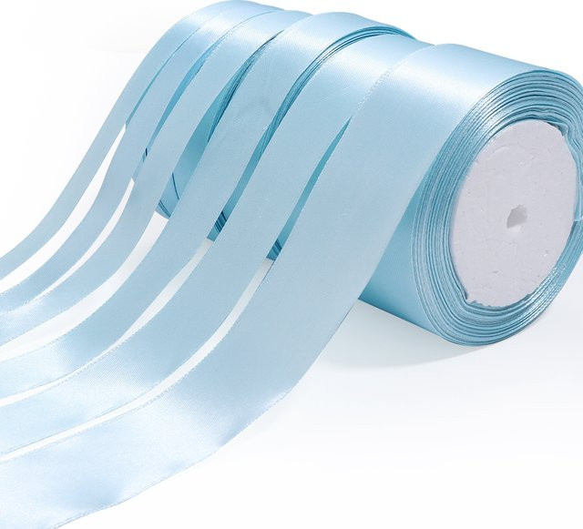 Hellblaues Satinband für DIY Dekorationen, Hochzeit, Geburtstag und Weihnachten, 25 Yards Länge - Bild 1