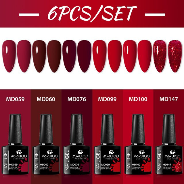 MSRUIOO Gel-Nagellack-Set, Coffee Brown, 6-teilig, Glänzend - Bild 1
