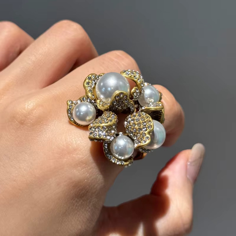 STALAIT Ring, Gold, Perle, Kristall, Herz, Damen - Bild 3