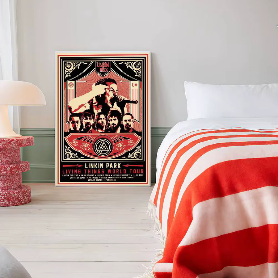 L-Linkin P-Park Heavy Metal Rock Band Vintage-Poster als nordische Wanddekoration, Mehrfarbig, B/H: 15 x 15 cm - Bild 3