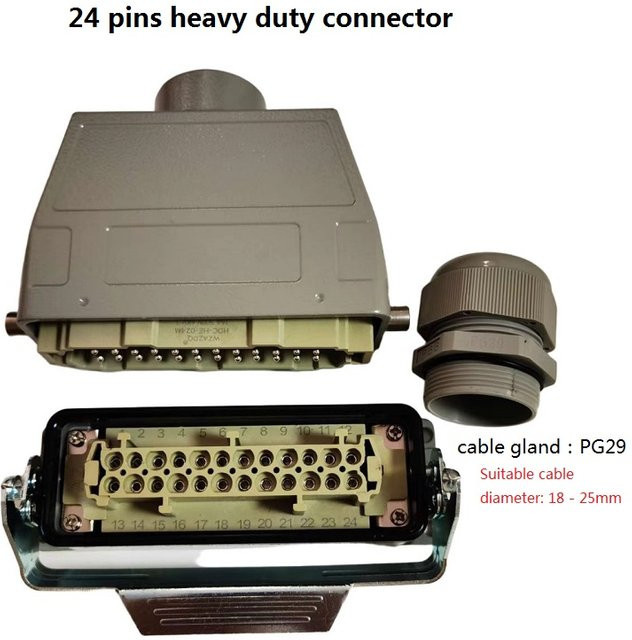 HDC-HE-024 Hochleistungsstecker 24-polig in Grau, wasserdichter Industrie-Stecker und -Buchse für die Luftfahrt mit Einzelverriegelung, 16A 500V - Bild 1