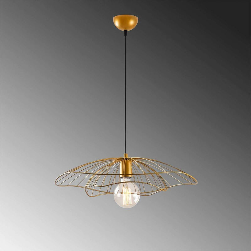 Opviq Pendelleuchte aus Metall in Gold, höhenverstellbar, E27, Höhe: 111 cm, Breite: 50 cm, Tiefe: 50 cm - Bild 3