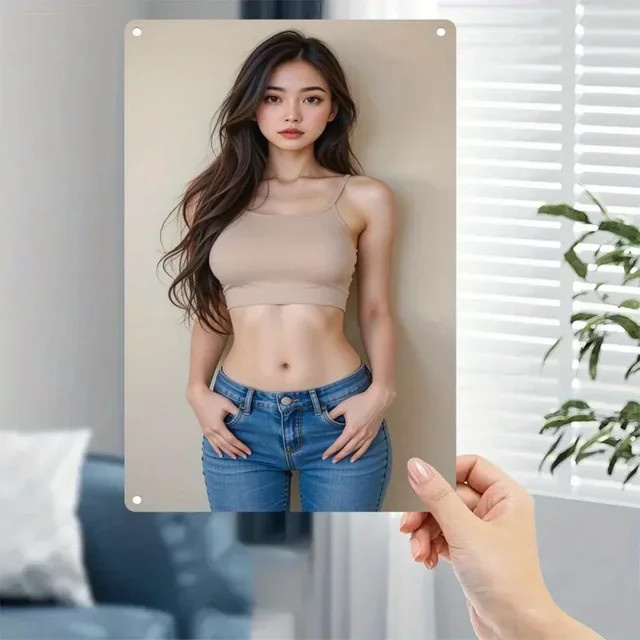 HELLOYOUNG Vintage-Wandkunstschild aus Metall in Weiss mit weiblichen Porträts als minimalistische Heimdekoration - Bild 1