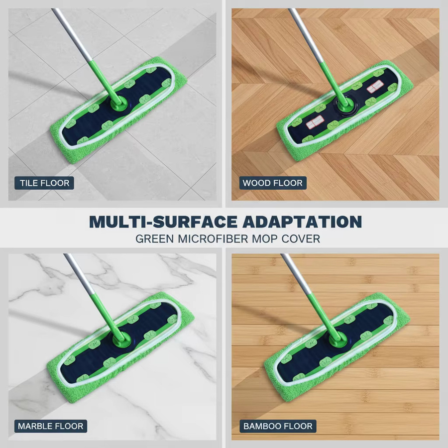 JINYUDOME 3-teiliges Mikrofaser-Mopp-Pad Set, grün, wiederverwendbar für Swiffer XL, trocken und nass, Breite: 43,5 cm - Bild 3
