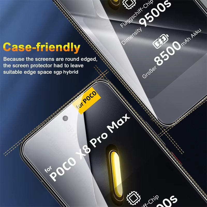 4 Stück Xiaomi Poco X8 Pro Max Panzerglas Displayschutzfolie 9H HD-Film Transparent für 6,83 Zoll Display - Bild 3