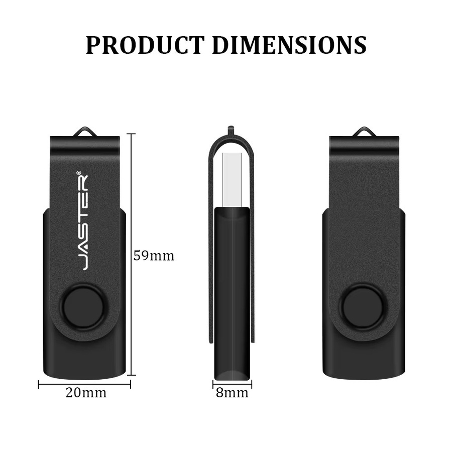 JASTER USB-Flash-Laufwerk drehbarer USB-Stick in Schwarz oder Orange - Bild 2