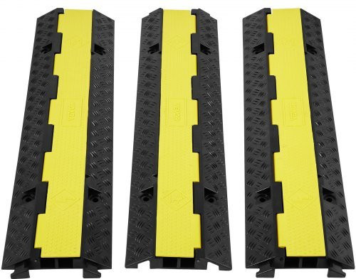 VEVOR Kabelschutzmatte 2-Kanal Kabelkanal Set, schwarz/gelb, B/T/H: 98 x 24 x 4,5 cm, 3er Pack - Bild 1