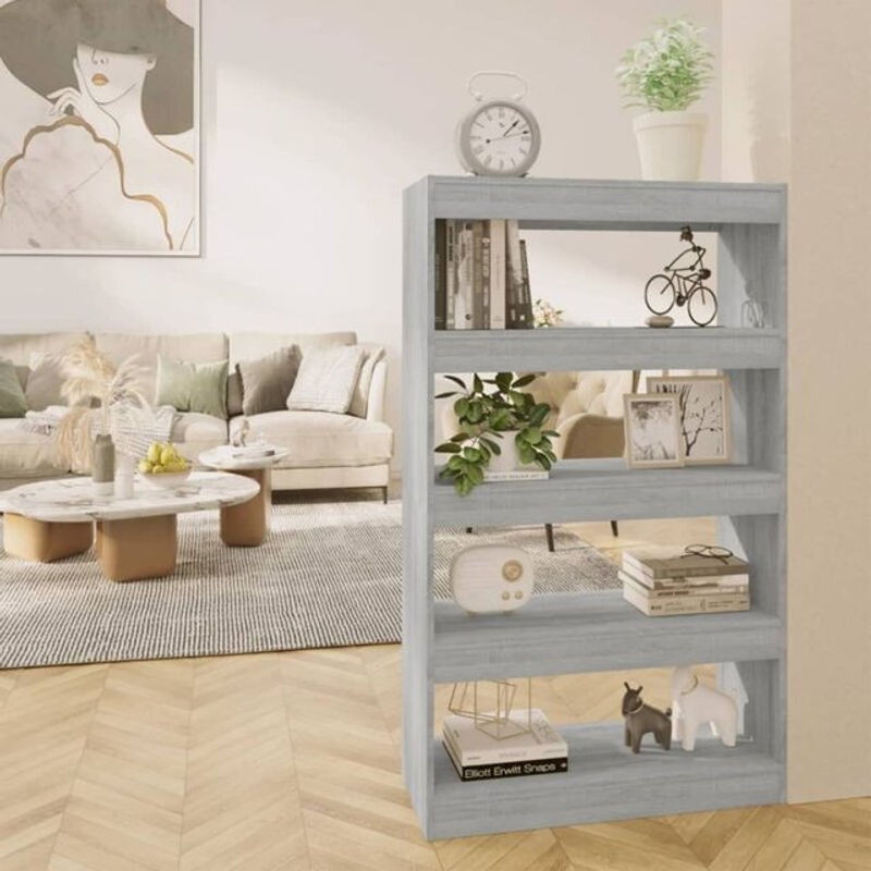 Vidaxl Bücherregal und Raumteiler in Grau aus Holzwerkstoff, Modern, B/T/H: 80 x 30 x 135 cm - Bild 1