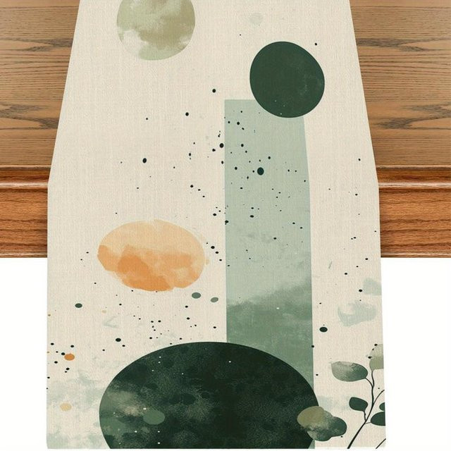 JINGYUE Pet Tischläufer mit nordischem abstrakten geometrischem Aquarell-Design, Mehrfarbig, B/H: 40 x 140 cm - Bild 1