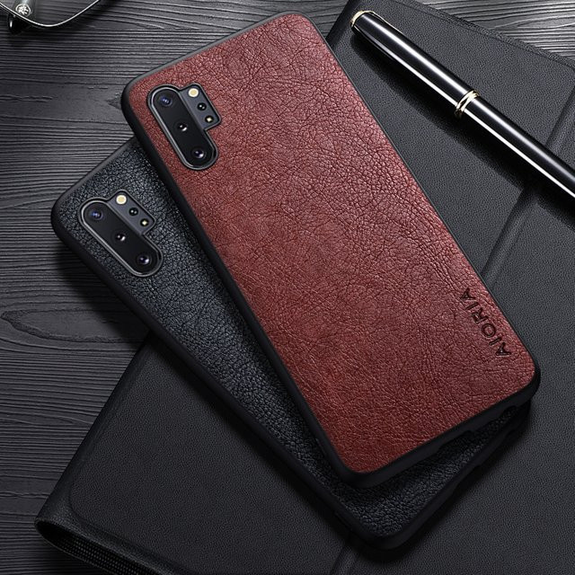 Luxus Leder Business Cover Hülle für Samsung Galaxy Note 10 Plus und Galaxy Note 10 Lite in Braun - Bild 1