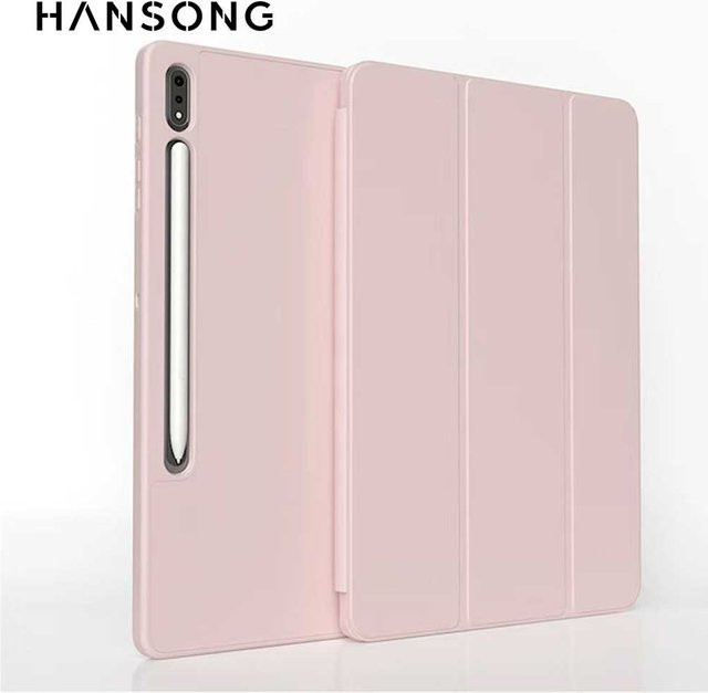 Hansong Linke Stifthalter-Abdeckung für Samsung Galaxy Tab A9, A11, S6 Lite, S7, S8, S9, S10 FE und S7 FE in Blau oder Pink - Bild 1
