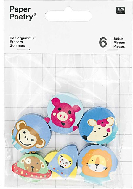 Rico Design Paper Poetry Radiergummi Weltall, 6 Stück, Bunt - Bild 1