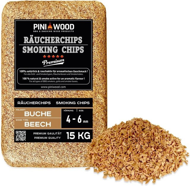 PINI Räucherchips aus Buche, 15 kg, 4-6 mm Räucherspäne - Bild 1