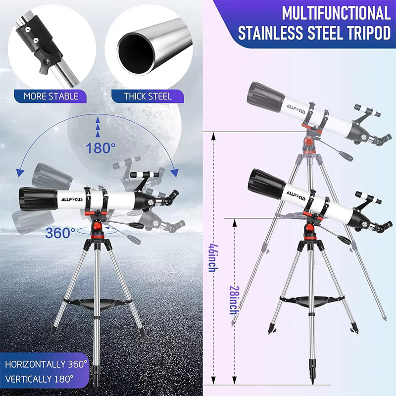 ALLFOC 80090 Astronomisches Teleskop mit großer HD-Blende und Stativ für die professionelle Sternenbeobachtung - Bild 5