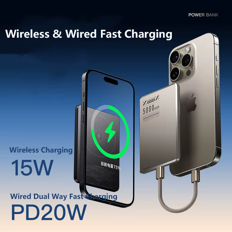 Ultradünne magnetische Qi2 Wireless Powerbank in Gold – Tragbarer externer Akku mit MagSafe Kompatibilität für iPhone 16, Samsung, Huawei und Xiaomi - Bild 4