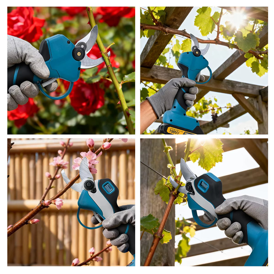 Gisam Elektrische Astschere Bürstenlos mit 40mm Schneidkapazität, Kabellose Gartenschere für Makita LXT 18V Akku, Blau - Bild 3