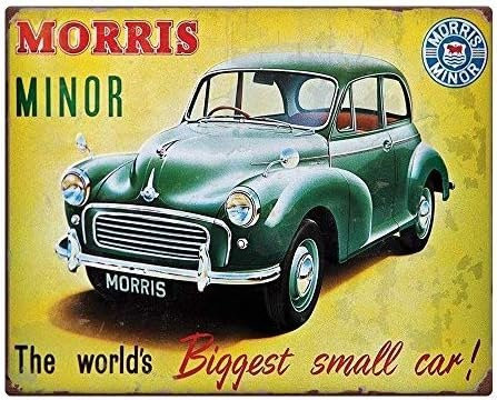 Unoopler Morris Minor Retro-Auto Metall-Straßenschild mit Rost-Effekt, Mehrfarbig, B: 20,0 cm, H: 14,0 cm - Bild 1