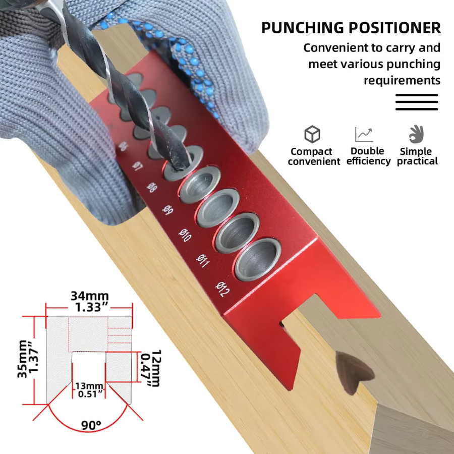 GDART Tragbarer Bohrerguide für die Holzbearbeitung mit selbstzentrierendem Stellregler für 4mm-12mm Präzisionsbohrungen - Bild 2