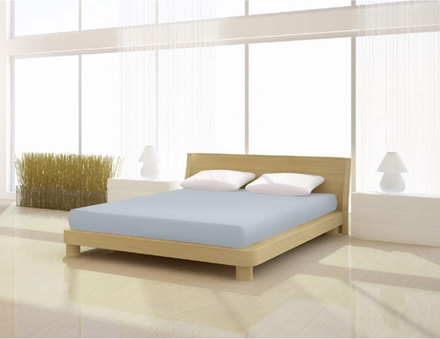 Mr. Sandman Spannbetttuch Classic aus Baumwolle und Elastan, Blau, B: 140-160 cm, T: 200-220 cm - Bild 1