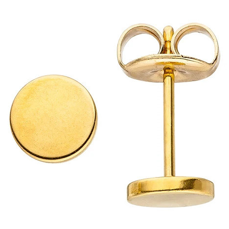 Colfem Ohrstecker, Edelstahl, Gold, 6 mm, Unisex - Bild 1