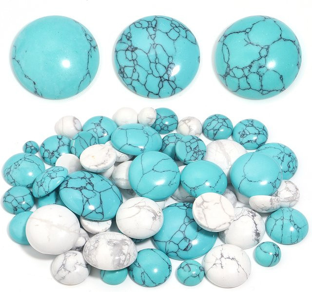Türkis Cabochons, Blau Weiß, Perle, für DIY Anhänger Armband - Bild 1